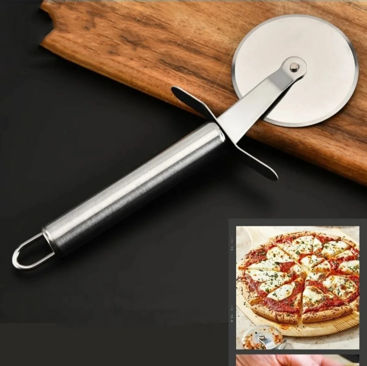 Metal Düz Hamur - Pizza Ruleti Kesici